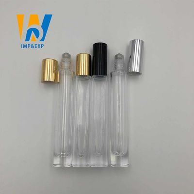 1 ml 15 ml 10 ml Przezroczysta szklana butelka z kulką kulkową ze złotą nakrętką Mini perfumy z kulkami do wielokrotnego napełniania